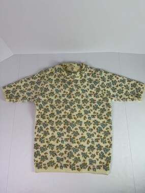 Vintage Rosecrest Floral Knit Short Sleeve Orlon Acrylic Sweater grandmacore